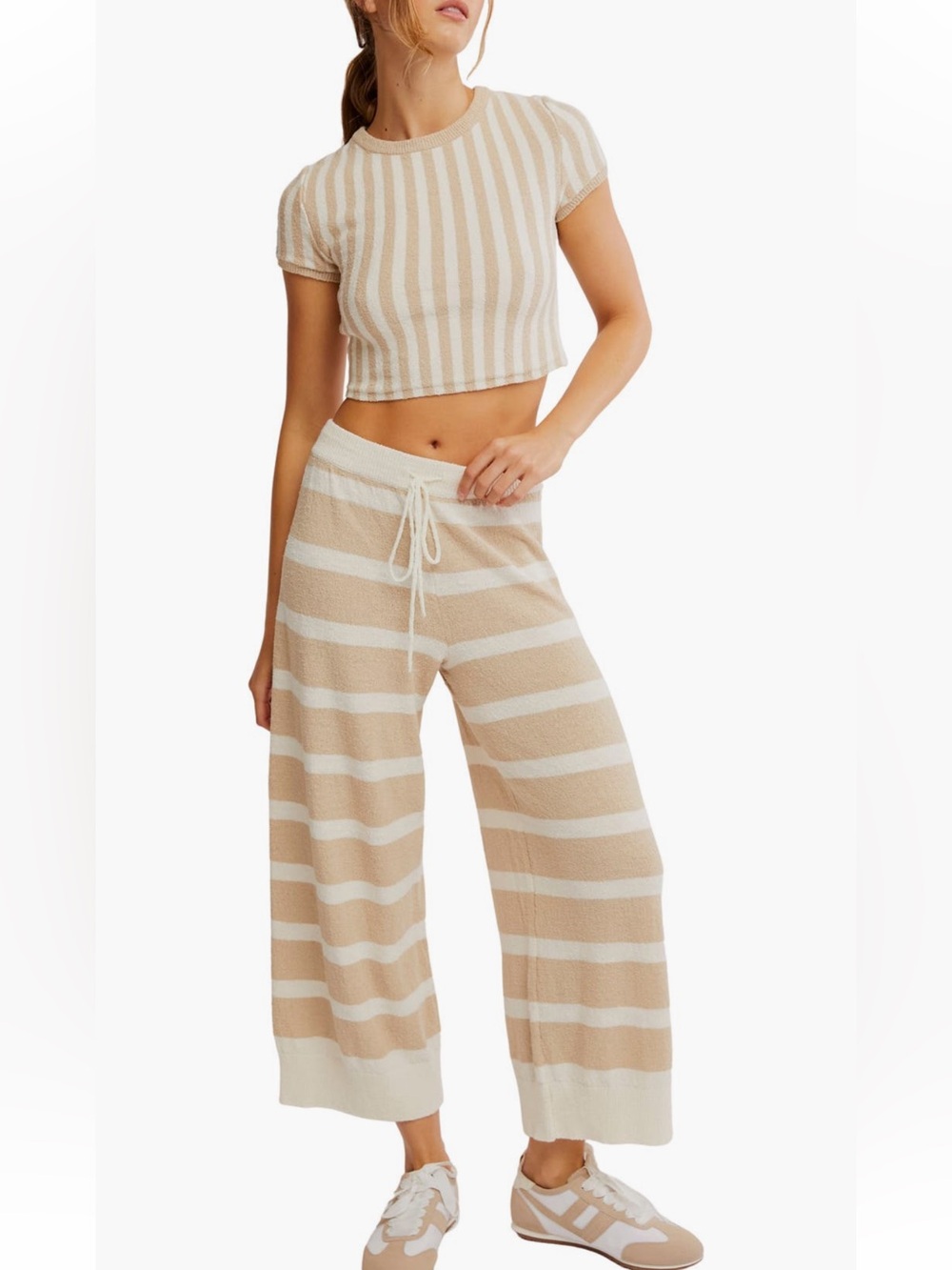 NWT Free People Beach Roberts Stripe Crop Top Pants Set